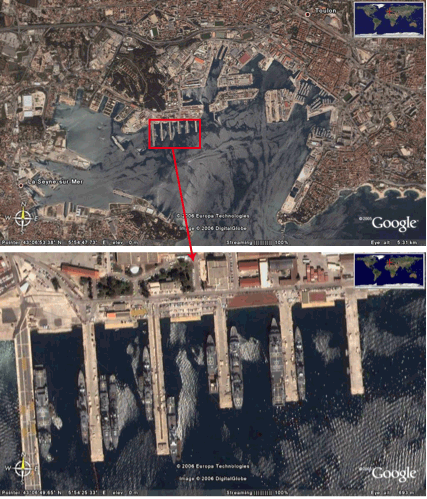 Le port de Toulon vu par Google Earth