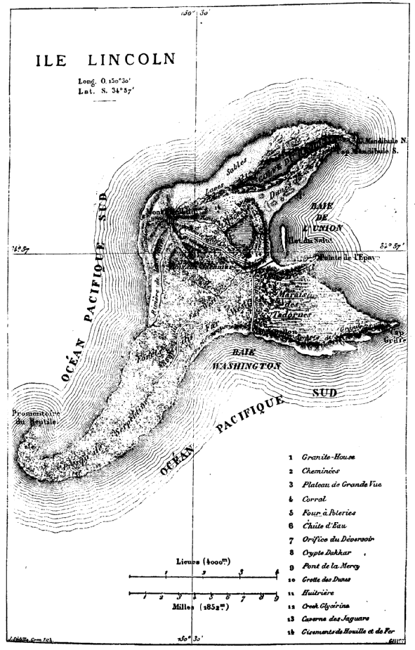 La géographie de Jules Verne et ses dans L'île mystérieuse